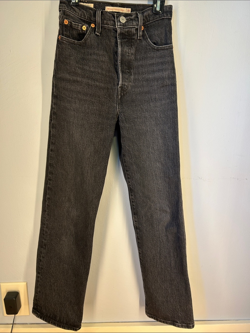 Levi's Woman’s or Teens Black Ribcage Straight-Leg Jeans
